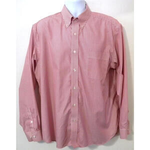Eddie Bauer Mens Relaxed Fit  Red Candy Stripe Button Down Long Sleeve Shirt XL